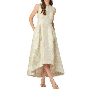 Imagem de Shoshanna Vestido feminino Daniela Jacquard floral champanhe meia-noite, Menta/champanhe, 44