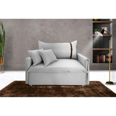 Imagem de Poltrona Sofá-cama Valence Premium 100cm SoftGel 33 - Linho Cinza Claro