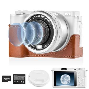 Imagem de Câmera digital OIEXI 4K 64MP 12X Zoom com cartão SD de 64GB (branco)