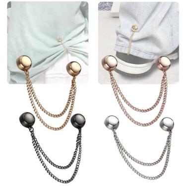 Imagem de Pacote com 4 clipes magnéticos multifuncionais para roupas, botões de força magnética, corrente de ímãs Hijab poderosos, broche multiuso sem alfinete para cardigã xale acessórios de roupas bainha (Mix