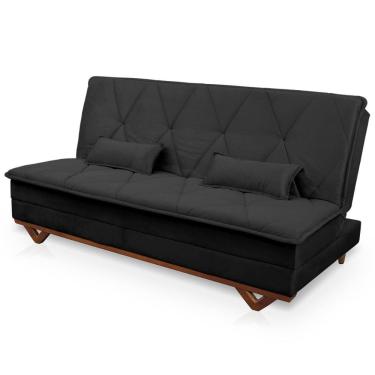 Imagem de Sofá Cama Estoril 1,90m Preto Suede Velut - King House