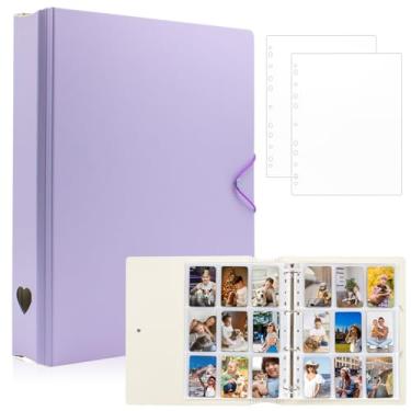 Imagem de Fichário A4 Kpop Photoocard com 25 páginas, cartão de 9 bolsos, 4 anéis de álbum de colecionador de cartões capa de plástico com fivela para organizar cartões colecionáveis (roxo)