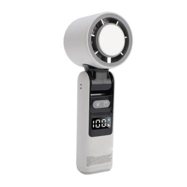 Imagem de Ventilador Portátil Com 5 Velocidades, Estrutura de Turbina Display para Viagens Ao Ar Livre de Viagens Externas e Dobráveis ​​Com Luz (WHITE)