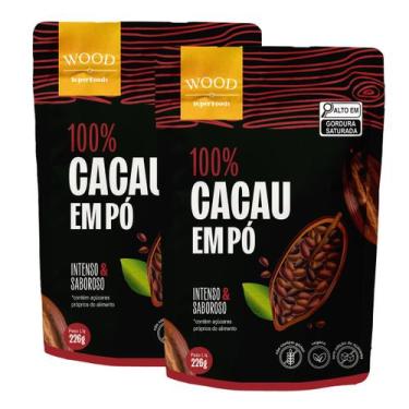 Imagem de Kit 2 Cacau Em Pó Alcalino Natural 100% Cacau 454g - Wood Superfoods