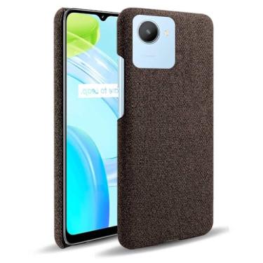 Imagem de Capa para OPPO Realme C30 4G,Capa desenhada em lona,Case Protetora Ultrafina com Empunhadura Macia,Design em Tecido Antichoque e Antiarranhões-Brown