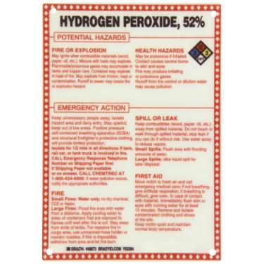 Imagem de Brady 48873 Placa de material perigoso de fibra de vidro premium, 25,4 cm x 17,8 cm, legenda "Peróxido de hidrogênio, 52%"
