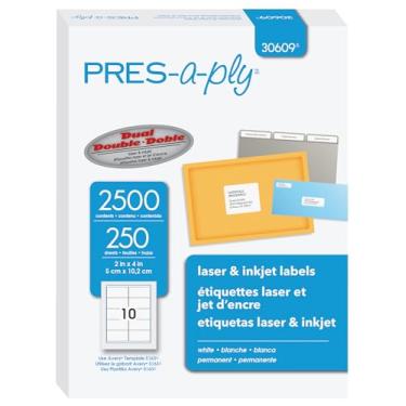 Imagem de Etiqueta a laser Pres-a-ply 5 x 10 cm, branca, caixa com 2500 (30609)
