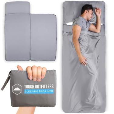 Imagem de Forro de saco de dormir Tough Outdoors Saco de dormir adulto e lençóis de viagem para hotel, saco de dormir de viagem, forros de saco de dormir de acampamento, cobertura para cama de hotel para viagem