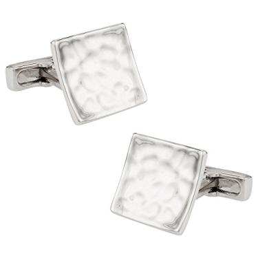 Imagem de Abotoaduras de designer de prata martelada Cuff-Daddy com caixa de apresentação