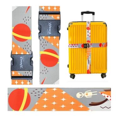 Imagem de Teeoff Correias de Bagagem Cintos de Mala Acessórios de Mala de Viagem Ajustável 220 cm (Geométrico ET- Pacote com 2)
