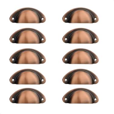 Imagem de Kit C/10 Puxador Concha Colonial Liga de Zamac Moveis Armários de Cozinha Criado Mudo Bancada Guarda Roupas 81mm