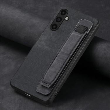 Imagem de HJZSZX Capa de couro para celular Samsung A25 com pulseira (para Samsung A25/preto)