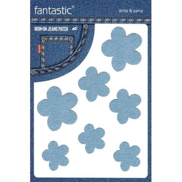 Imagem de Patch de jeans com flor azul gelo para jeans – Reparo durável e remendo decorativo para jaquetas, calças e roupas jeans – Aplique de tecido fácil sem costura