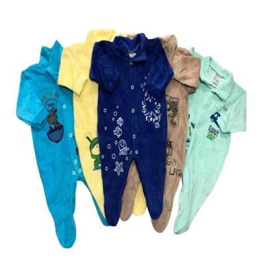 Imagem de Kit Macacão Plush Bebe Infantil Menino e Menina 5 Peças Vários Modelos