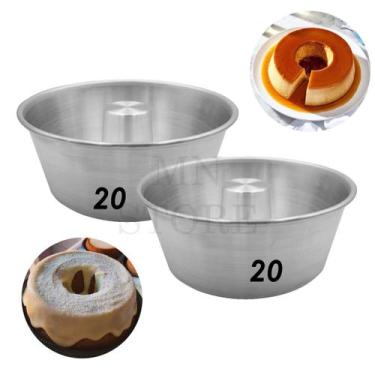 Imagem de Kit 2 Forma Suíça 20cm 17x8 Pudim Alumínio Bolo Vulcão - MN Utilidades