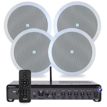 Imagem de Kit Som Ambiente Climatização Apartamento 4 Arandelas Jbl de Embutir T