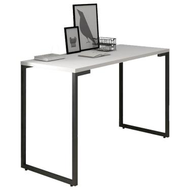Imagem de Mesa Escritório 120cm Estilo Industrial New Port M24 Branco - Mpozenato