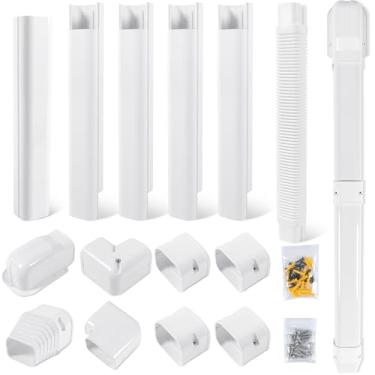 Imagem de KuriProtect Kit de capa de linha decorativa de PVC de 7,6 cm e 3,5 m - Proteção para Mini Split, Ar Condicionado Central e Bomba de Calor (Branco)
