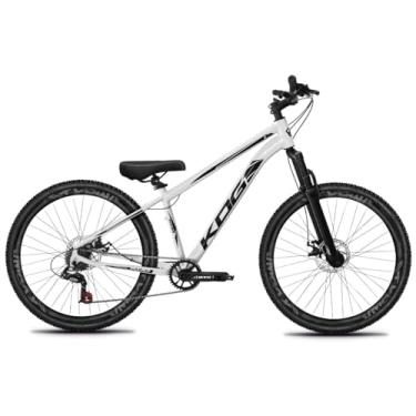 Imagem de Bicicleta Aro 26 KOG 1x7 Freeride – Bike para Grau, Freeride Urbano, Suspensão 80mm, Freios a Disco, 7 Velocidades, Branco, Adesivo Preto,Vmaxx Preto Fosco