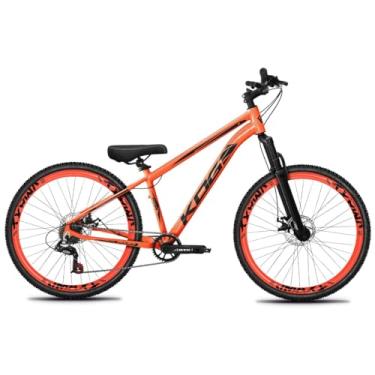 Imagem de Bicicleta Aro 26 KOG 1x7 Freeride – Bike para Grau, Freeride Urbano, Suspensão 80mm, Freios a Disco, 7 Velocidades, Laranja, Adesivo Preto,Vmaxx Laranja