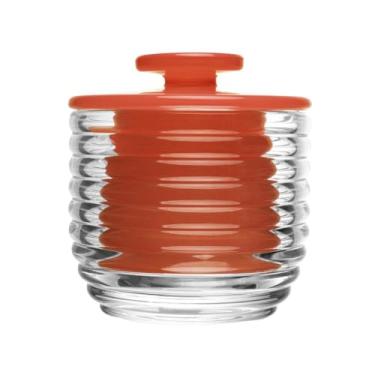 Imagem de LYOR - Manteigueira Francesa de Vidro Colméia Vermelha 9,5cm x 9,5cm x 8cm