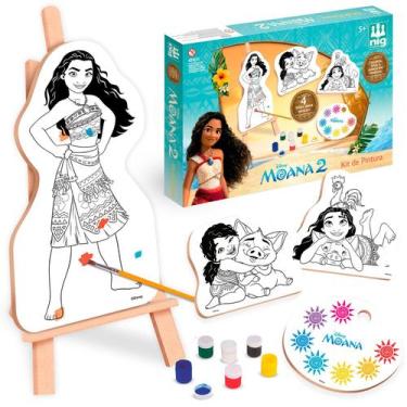 Imagem de Moana Disney Brinquedo Educativo Nig Com Tela Para Pintar Tinta Guache