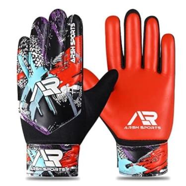 Imagem de Arsh Sports Luvas De Goleiro Futebol, Futebol Para Crianças, Meninos E Jovens, Proteção Dupla O Pulso Com Palma Superaderente 4 Mm (Vermelho, Novo, Tamanho 4, Adequado Crianças 6 A 9 Anos)