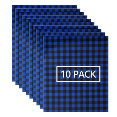 Imagem de FUNKAKA Vinil De Transferência Térmica Htv Preto Azul Buffalo Plaid, 12" X 10" Xadrez Natal Clássico Para Camisetas, 10 Folhas, Fácil Cortar E Decorar Com Máquina Corte Ervas Daninhas