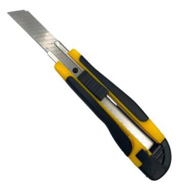 Imagem de Estilete Profissional Emborrachado Com Trava 18mm Lâmina de Aço Carbon