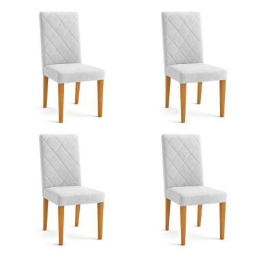 Imagem de Kit 04 Cadeiras de Jantar Estofada Siena Veludo Pés Trapézio Castanho - Pallazio