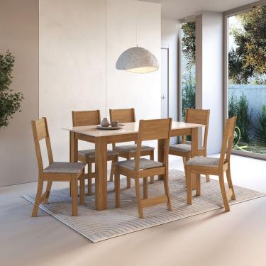 Imagem de Mesa de Jantar 6 Lugares Astana Freijó/Off White - Pnr Móveis
