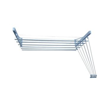 Imagem de Varal De Parede Para Roupas 150cm 8 Varetas Aluminio Branco