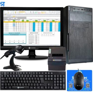 Imagem de Kit Computador Caixa PDV Core i3-SSD 120GB-8GB RAM-Monitor 19&quot;-Teclado Mouse-Impressora Térmica-Leitor de Cód de Barras