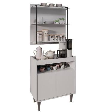 Imagem de Aparador Cantinho Do Café E Painel 3 Prateleiras Flora Z34 Branco - Mpozenato