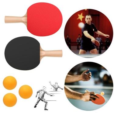 Imagem de Raquete Ping Pong Tênis De Mesa Par + 3 Bolas De Brinde - Rocket Pro