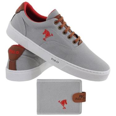 Imagem de Sapatenis Masculino Polo Joy + Carteira Brinde, Cinza, 43