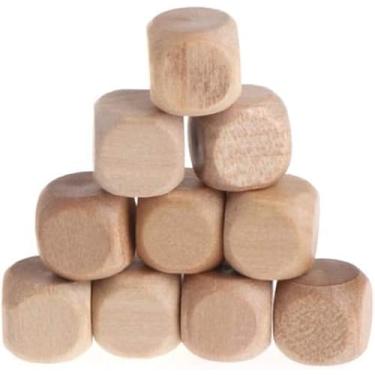 Imagem de 10Pcs Wooden Dice, 6 Sided Blank Dice Round Corner Cube Dice DIY Graffiti Dice Crafts Dice Board Game Party Supplies Game Dice, Standard Game Dice, Decorations (1.8cm)
