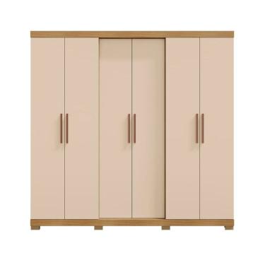 Imagem de Guarda Roupa Barcelos Casal 6 Portas e 4 Gavetas Sem Espelho Carvalho Americano Off White EdeCasaMoveis