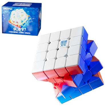 Imagem de CuberShop Moyu Aosu WRM V7 Triple Track 4x4 Magnetic Flagship Stickerless UV Coated Speed Cube, Ball Core 4 by 4 58mm, 160 Magnets, Upgraded 3-Track Premium (aosu WRM v7-Magic Cloth)
