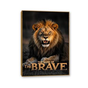 Imagem de Arte de parede de escritório inspiradora leão rugindo no sol impressão em tela animal pôsteres inspiradores citações motivacionais imagens para decoração de parede de quarto masculino 55 x 40 cm (22 x