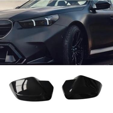 Imagem de Capa de proteção traseira para carro compatível com 5 séries 7 G60 G61 G68 G70 2024+ kit de carroceria de acabamento de capa de espelho lateral acessórios de carro (preto brilhante)