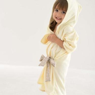 Imagem de Roupão Infantil de Push com Capuz Bordado - Bublim, Girafa creme