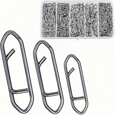 Imagem de YVYAVGE Clipes de velocidade de pesca 260 peças - Clipes de isca de troca rápida de aço inoxidável, acessórios de equipamentos de água salgada para líderes giratórios (P: 100 peças, M: 100 peças, G