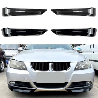 Imagem de Spoiler difusor dianteiro compatível com 3 séries E90 E91 320i 330i 2005-2008 Kit de carroceria divisor frontal acessórios para carro (preto brilhante)