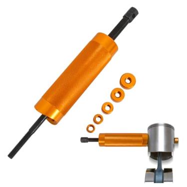 Imagem de MOTO4U Extrator de pino de pistão, ferramenta de remoção de êmbolos, extrator de pino de pulso resistente, ferramenta de pistão de saia completa com 5 adaptadores parafusos de pistão (11 mm, 13 mm, 16