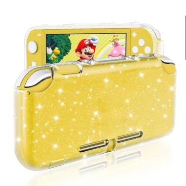 Imagem de DLseego Capa protetora de glitter dourado para Switch Lite, capa de TPU macia de cristal brilhante com absorção de choque e design antiarranhões, pele brilhante fofa para Switch versão 2019