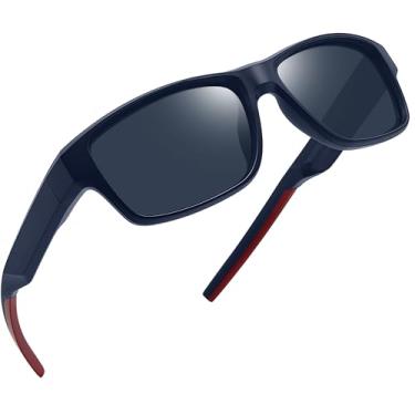 Imagem de Joopin Óculos de Sol Esportivo Polarizado Masculino Proteção UV400 Modelo Quadrado Ideal para Pesca Dirigir Correr Armação Azul