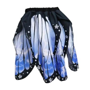 Imagem de UGPLM Fantasia infantil de borboleta, saia de fada, acessórios de cosplay, moda feminina, cintura elástica para eventos de praia, aniversário, Azul