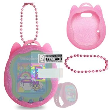 Imagem de JCHPINE Silicone Case Replacement for Tamagotchi Uni, Screen Protector for Tamagotchi Uni Band Pet Accessories (Pink Silicone Case and Screen Film)