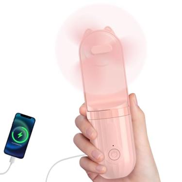 Imagem de FUNJEO Mini ventilador portátil 3 em 1, carregador portátil e lanterna, ventilador de bolso ultraleve com 3 velocidades, recarregável por USB de 2000 mAh para viagem/acampamento/ar livre, presentes